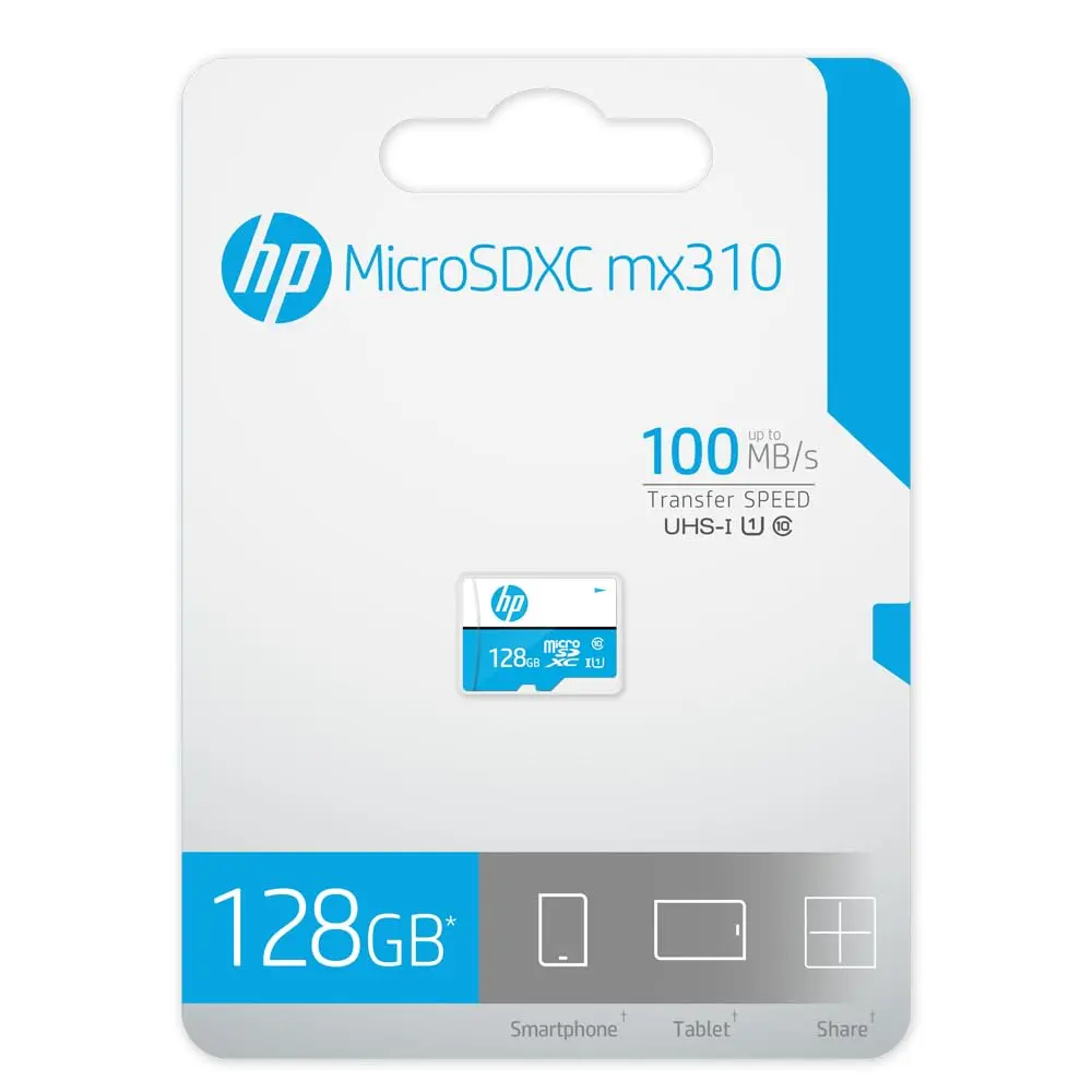 HP 128GB MicroSD Memory Card SDXC mx310 Class 10, UHS-I, U1 Card, Upto 100MB/s HFUD128-1U1BA