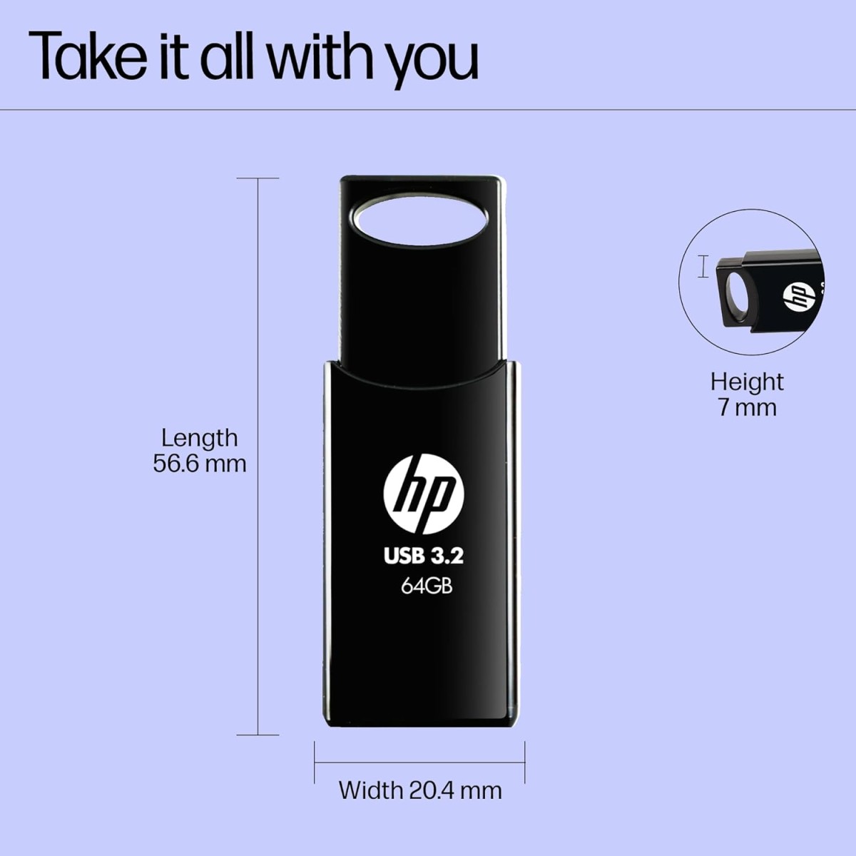 HP 712w 64GB USB 3.2 Flash Drive- Black HP 712w 64GB USB 3.2 Flash Drive- Black