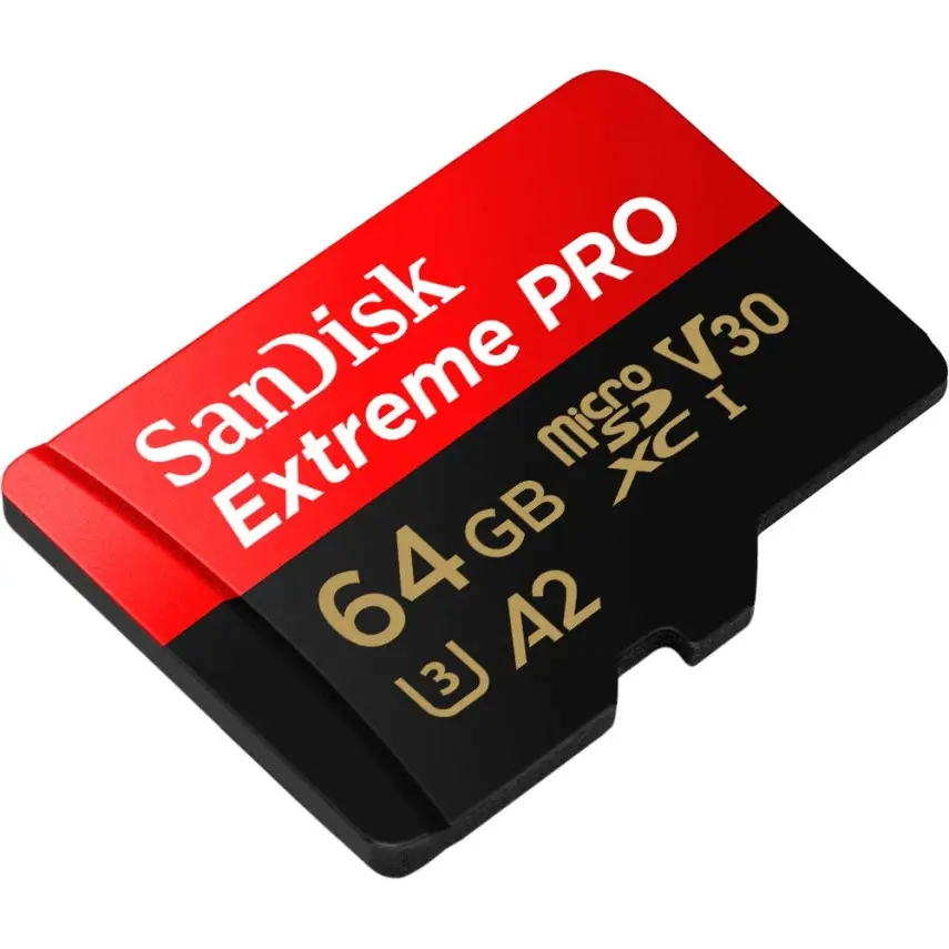 SanDisk Extreme Pro 64GB microSDXC UHS-I, V30, 200MB/s Read, 90MB/s Write, Memory Card for 4K Video on Smartphones SDSQXCU-064G-GN6MA