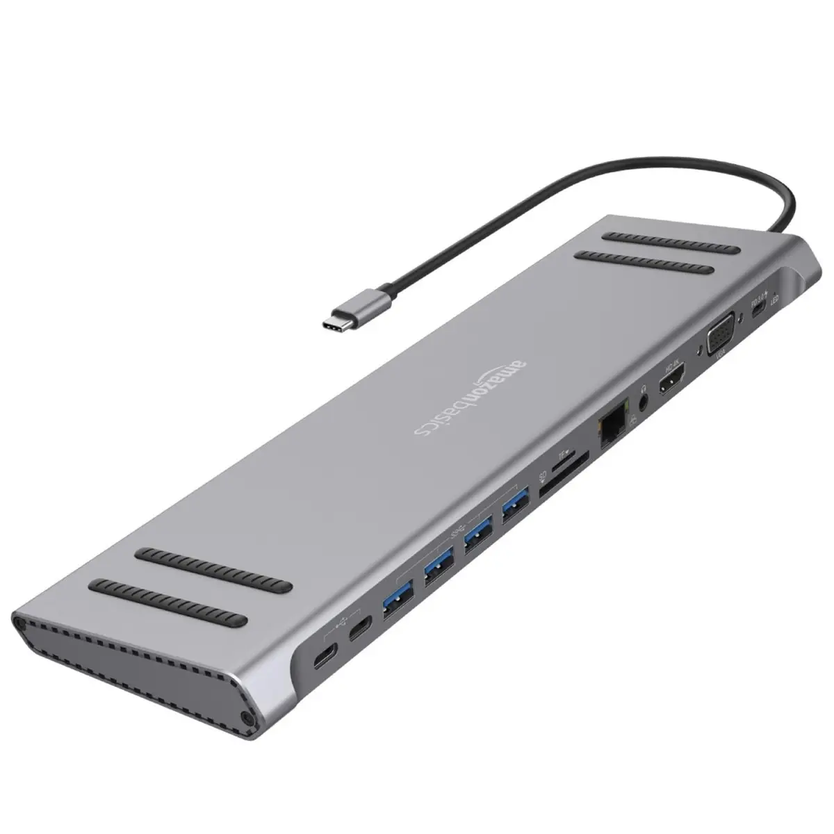 Amazon Basics Dock Station, 13-in-1 USB C HUB Docking Station, USB C Network Hub with HDMI Gigabit Laptop Stand for MacBook iPad Surface Pro