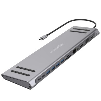 Amazon Basics Dock Station, 13-in-1 USB C HUB Docking Station, USB C Network Hub with HDMI Gigabit Laptop Stand for MacBook iPad Surface Pro