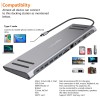 Amazon Basics Dock Station, 13-in-1 USB C HUB Docking Station, USB C Network Hub with HDMI Gigabit Laptop Stand for MacBook iPad Surface Pro