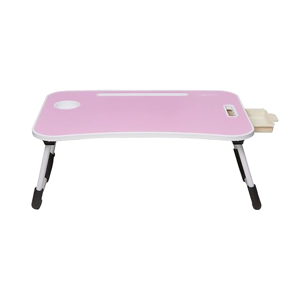 Amazon Basics Engineered Wood Foldable Laptop Table with Cup Holder, Tablet Groove and Mini Drawer (60L x 40W x 26H cm, Pink) Amazon Basics Engineered Wood Foldable Laptop Table with Cup Holder, Tablet Groove and Mini Drawer (60L x 40W x 26H cm, Pink)