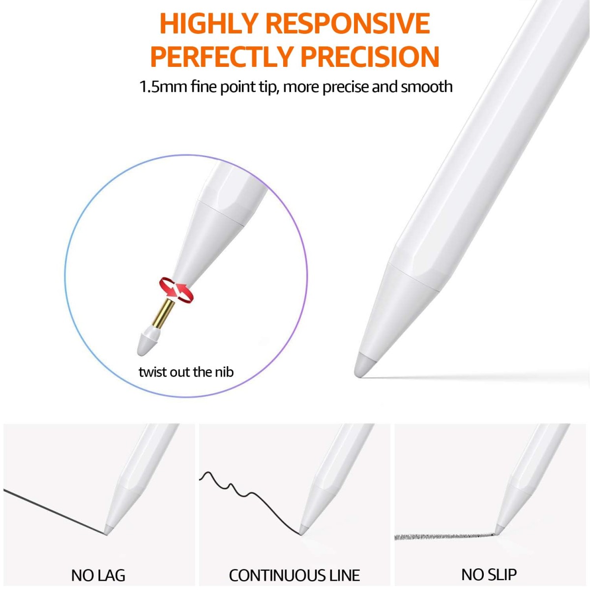 Amazon Basics Universal Stylus Pen for Touch Screens-Android, iOS (iPad and iPad Pro)-Fine-Point Stylus Pen (White) AB23AUS02