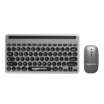Amazon Basics Wireless Keyboard and Mouse Set with Bluetooth multiconnect, 2.4GHz Receiver,1600 DPI, Smartphone ABIKM05