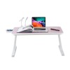 GoRogue Laptop Table for Bed & Sofa, Foldable Desk with Cup Holder, Drawer & Built-in USB Hub with Free Mini Fan, LED Lamp (Pink) GoRogue Laptop Table for Bed & Sofa, Foldable Desk with Cup Holder, Drawer & Built-in USB Hub with Free Mini Fan, LED Lamp (Pink)