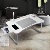 GoRogue Laptop Table for Bed & Sofa, Foldable Desk with Cup Holder, Drawer & Built-in USB Hub with Free Mini Fan, LED Lamp (White)