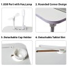 GoRogue Laptop Table for Bed & Sofa, Foldable Desk with Cup Holder, Drawer & Built-in USB Hub with Free Mini Fan, LED Lamp (White)
