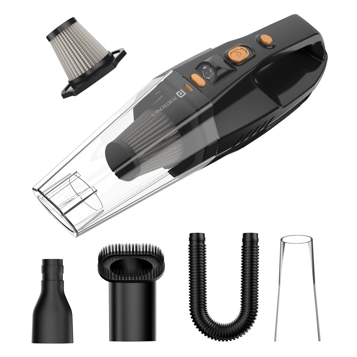 Portronics Mopcop Rechargeable Handheld Vacuum Cleaner for Home & Car, Washable HEPA Filter, Multi-Function Nozzles, Deep Cleaning, Cordless, Dry