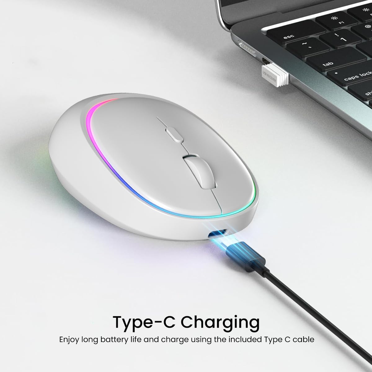 Portronics Toad IV Bluetooth Mouse with 2.4 GHz Wireless (Dual Connectivity), Rechargeable, Connect up to 3 Devices, RGB Lights, Adjustable Optical