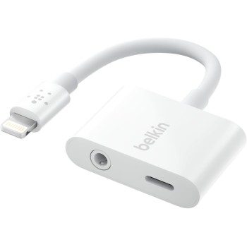 Belkin RockStar Lightning to 3.5mm Audio Cable + Audio Charger Splitter, 2-in-1 Aux iPhone Headphone and Charger Adapter - Compatible with iPhone 14