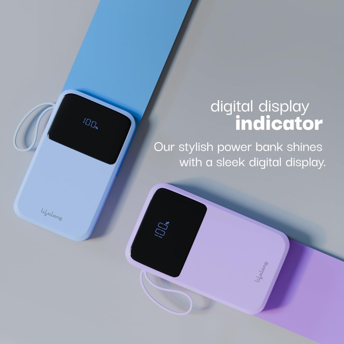 Lifelong Electronics 10000mAh 22.5W Fast Charging Power Bank | 3 Inputs (in-Built USB Cable + Lightning + Type-C Port) | 6 Outputs (3 in-Built Cables