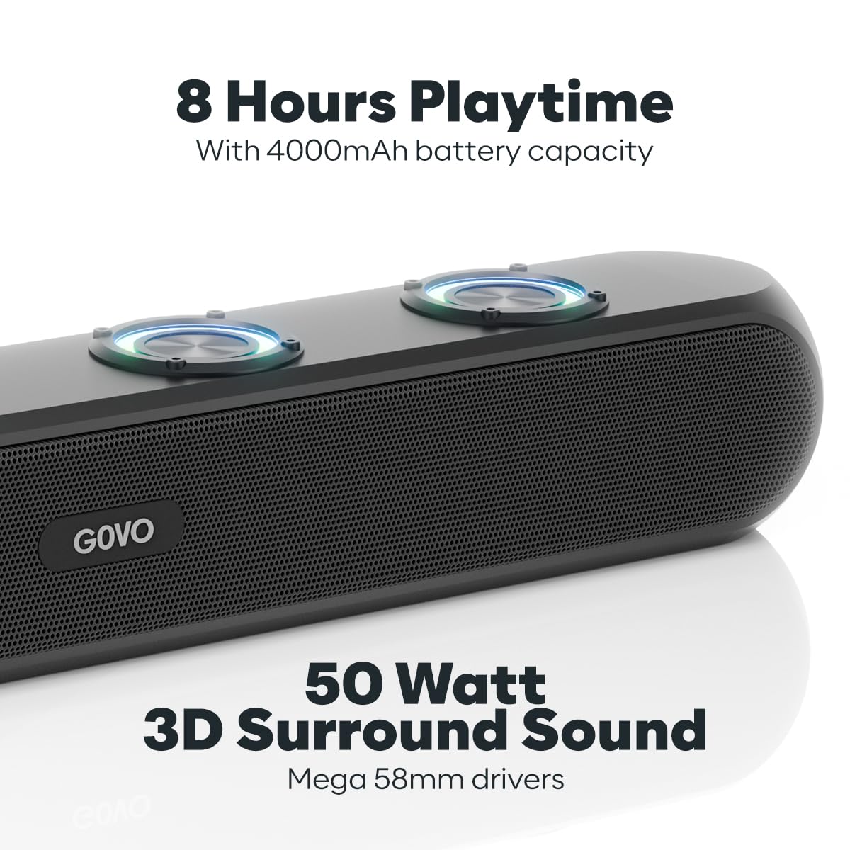 Govo GOBoult GOBOLD GoSurround 320 | 50W Bluetooth SoundBar, 4000 Mah Battery, 2.0 Channel with 58Mm Drivers (Platinum Black) Govo GOBoult GOBOLD GoSurround 320 | 50W Bluetooth SoundBar, 4000 Mah Battery, 2.0 Channel with 58Mm Drivers (Platinum Black)