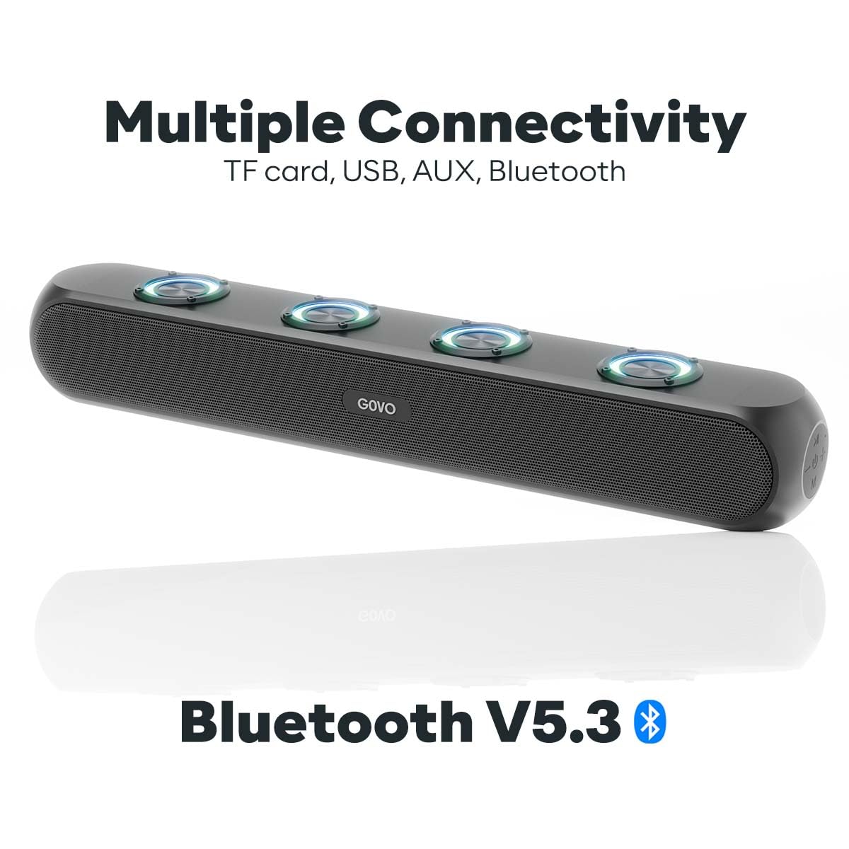 Govo GOBoult GOBOLD GoSurround 320 | 50W Bluetooth SoundBar, 4000 Mah Battery, 2.0 Channel with 58Mm Drivers (Platinum Black) Govo GOBoult GOBOLD GoSurround 320 | 50W Bluetooth SoundBar, 4000 Mah Battery, 2.0 Channel with 58Mm Drivers (Platinum Black)