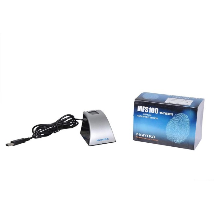 Mantra MFS100 Biometric Fingerprint Scanner Silver Black Refurbished