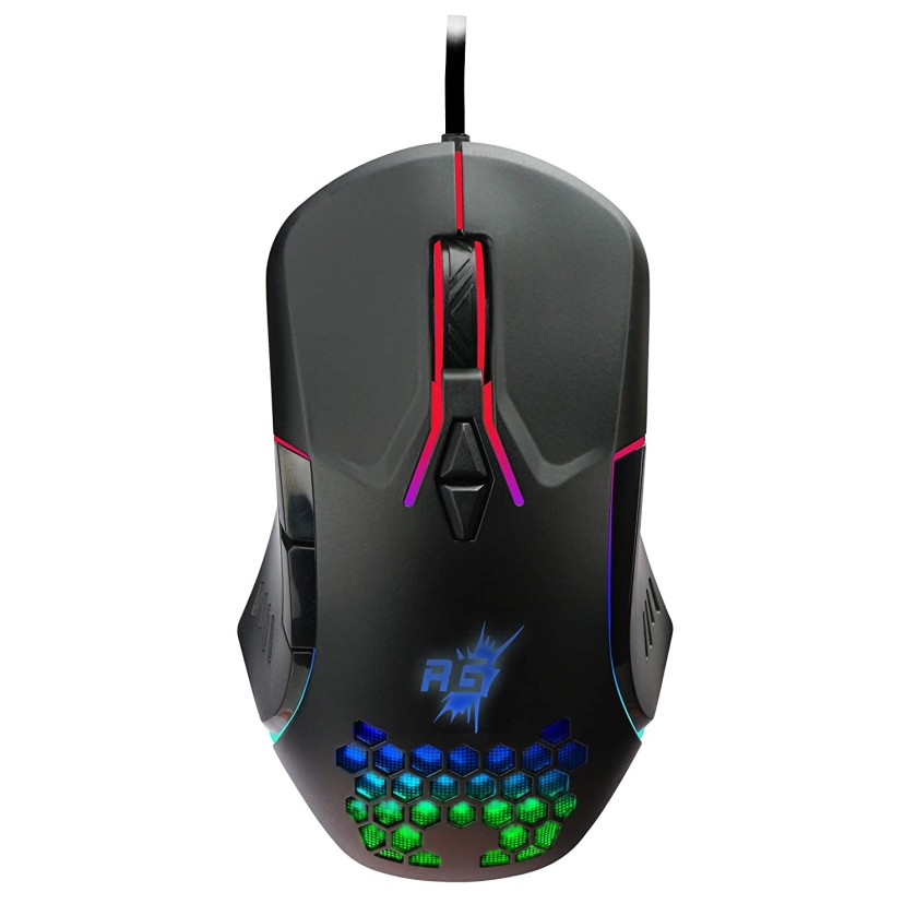 Redgear a-15 wired gaming mouse with rgb, semi-honeycomb design and upto 6400 dpi for windows pc gamers Black