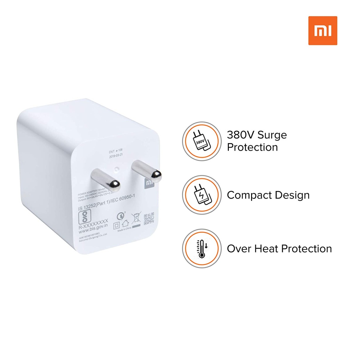 27W Superfast Charging USB Adapter Compatible with Xiaomi A1, Redmi Note Series| (Only Adapter- White) ‎27w-chr