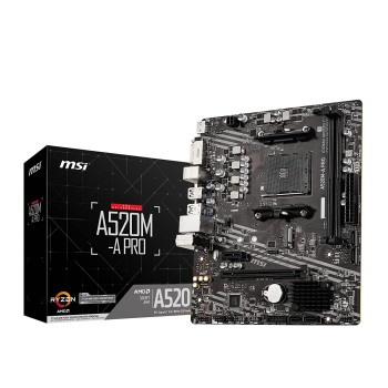 MSI A520M-A PRO Motherboard AMD Ryzen 3000 3rd Gen AM4 DDR4 M.2 USB 3.2 Gen 1 HDMI, Micro ATX 7C96-001R