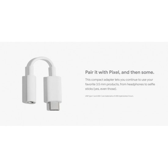 Google Pixel White USB Type C to 3.5 mm Adaptor Phone Converter  (Android, iOS)
