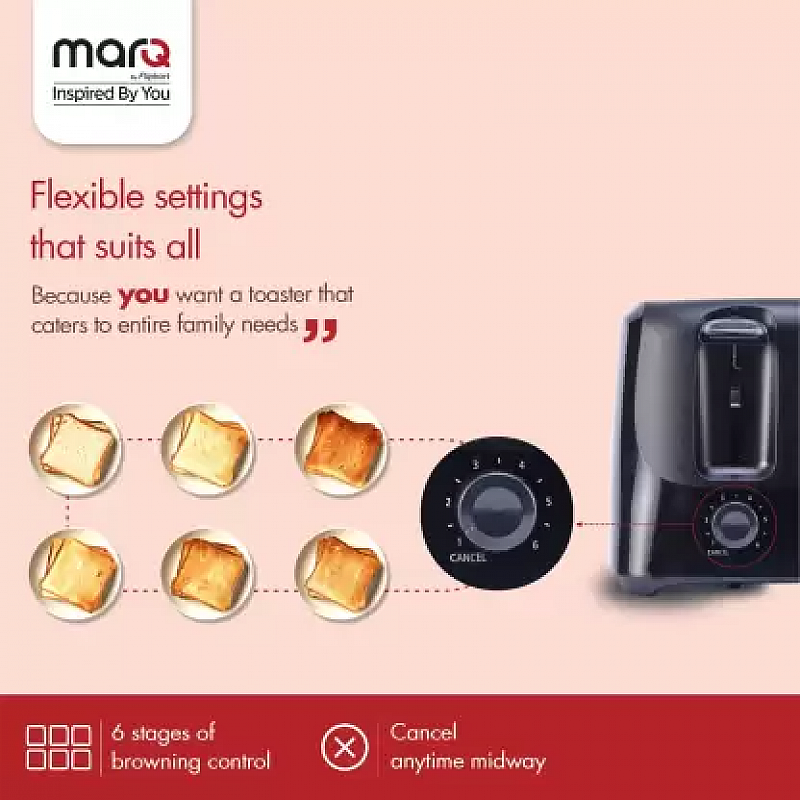 MarQ by Flipkart Colossus 4 Slice 1400 W Pop Up Toaster (Carbon Black)