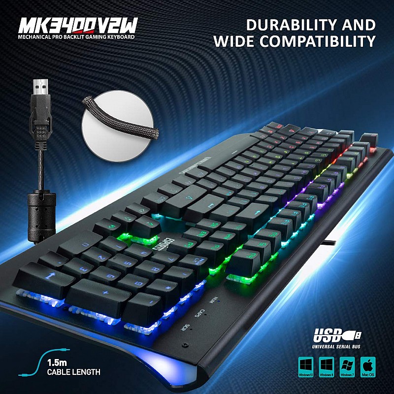 Ant Esports MK3400W V2 Mechanical Pro World of Warship Edition Wired RGB Gaming Keyboard with Blue Switches