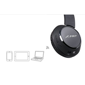 F&D Stereo HW110 Wireless Bluetooth Headphone with Mic (Black)-