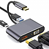 Live Tech Link 4 in 1 USB Type C to HDMI Port VGA Port USB Adapter USB3.0 PD Connect-