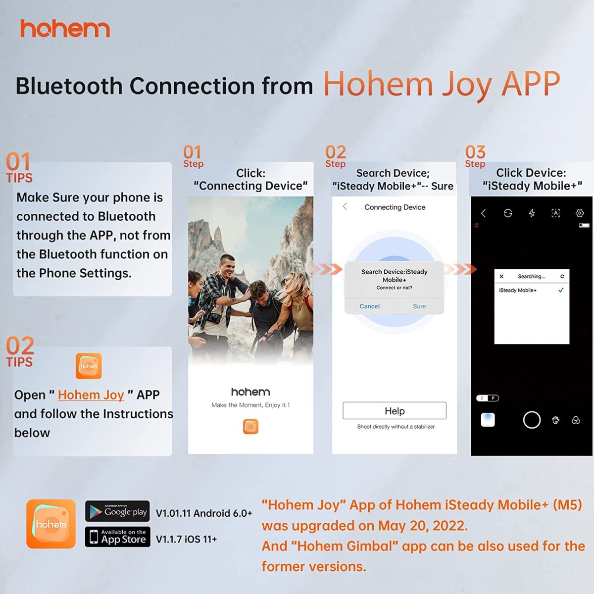hohem iSteady Mobile Plus 3-Axis Smartphone Gimbal, Video Stabilizer, Inspection & Sport Modes, Face/Object Tracking, Motion Time-Lapse