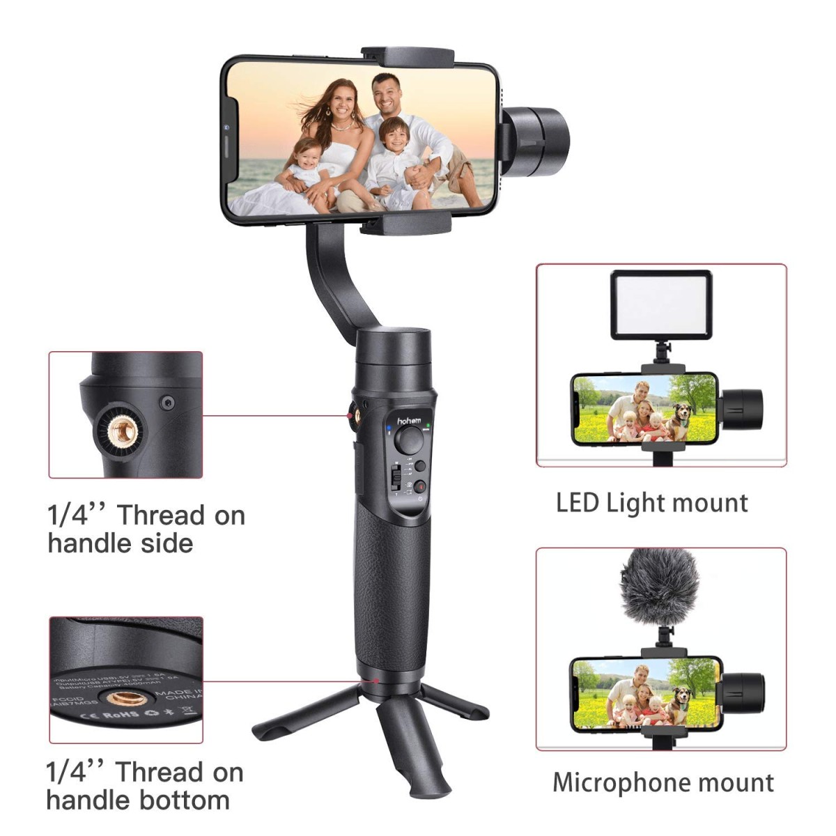 hohem iSteady Mobile Plus 3-Axis Smartphone Gimbal, Video Stabilizer, Inspection & Sport Modes, Face/Object Tracking, Motion Time-Lapse