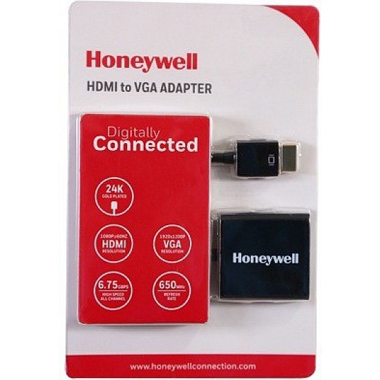 Honeywell 3in1 HDMI to VGA, 3.5mm Audio Jack & Micro USB Port, 1080p@60Hz HDMI Resolution & 6.75GB Transfer Speed, VGA Resolution 1920x1200P@60Hz, Compatible with-LED, Laptop, Gaming Console etc-Black