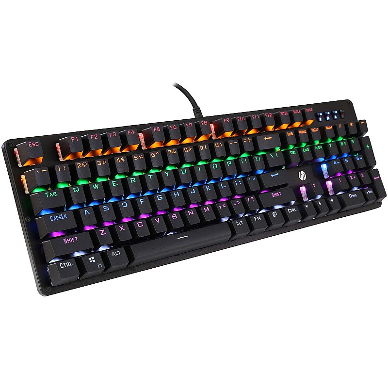 HP GK100 Wired Full Size RGM Backlit Mechanical Gaming Keyboard, 4 LED Indicators