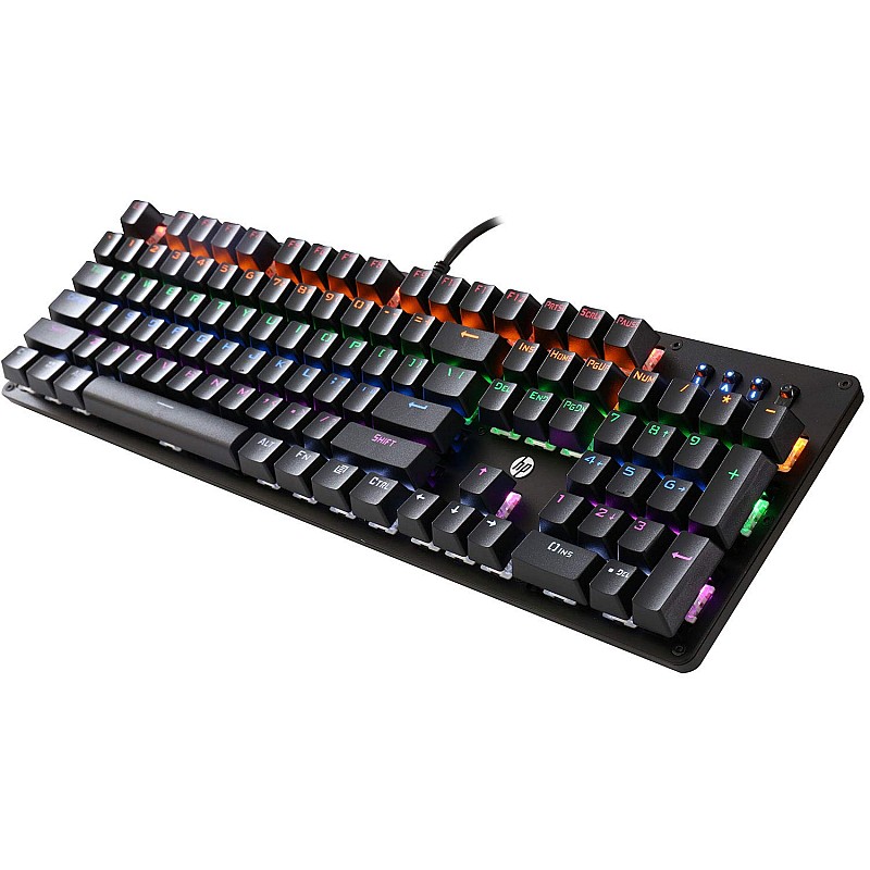 HP GK100 Wired Full Size RGM Backlit Mechanical Gaming Keyboard, 4 LED Indicators