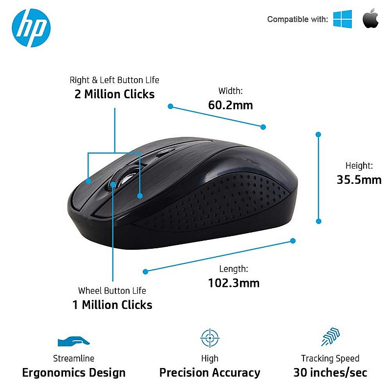 HP Multimedia Slim Wireless Keyboard and Mouse Combo