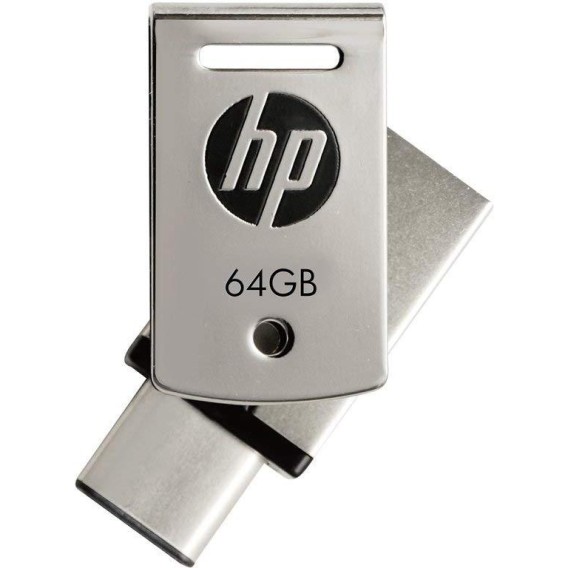 HP X5000 64GB Type-C + A OTG USB 3.1 Metallic Swivel Flash Drive -