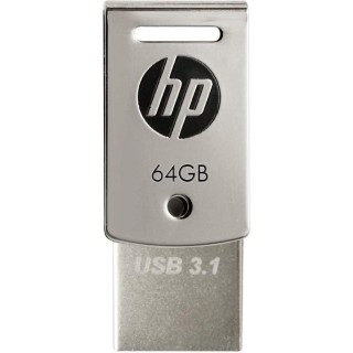 HP X5000 64GB Type-C + A OTG USB 3.1 Metallic Swivel Flash Drive -