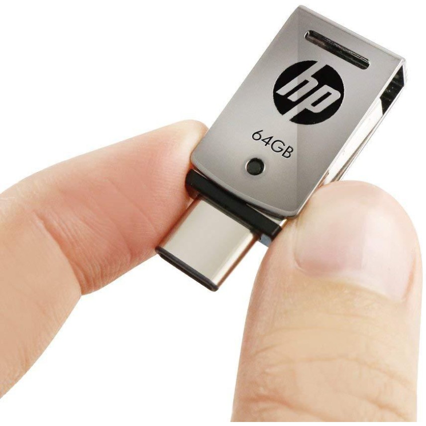 HP X5000 64GB Type-C + A OTG USB 3.1 Metallic Swivel Flash Drive -