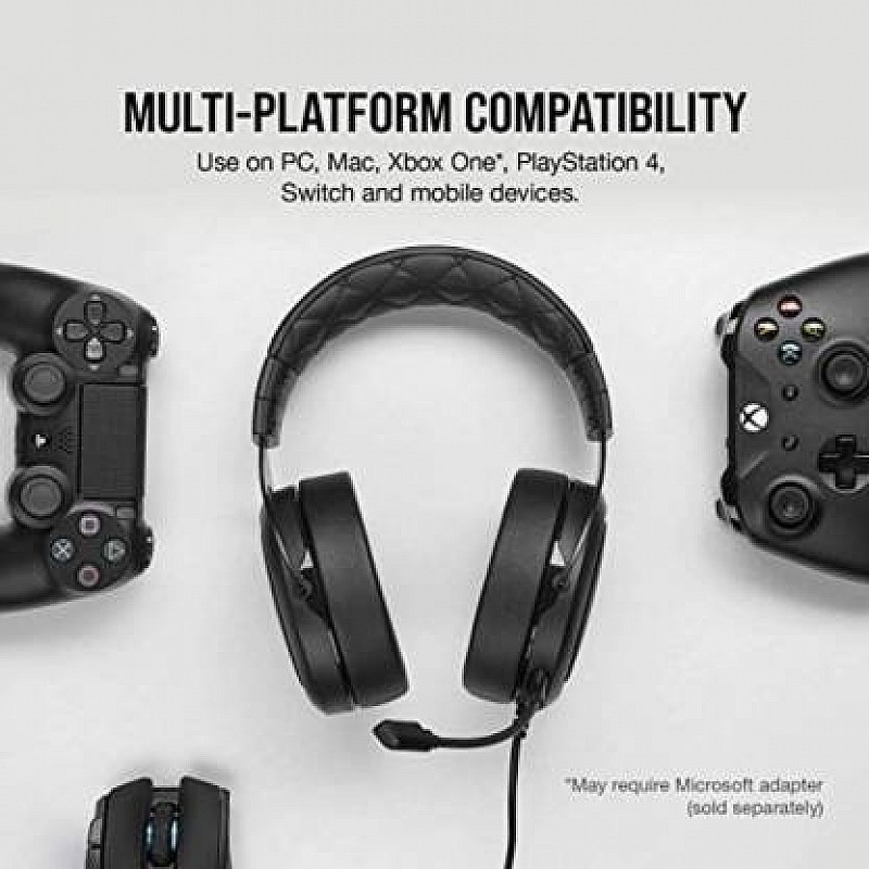 Corsair HS50 PRO Stereo Gaming Headset Lightweight Noise-Cancelling Detachable Microphone Black