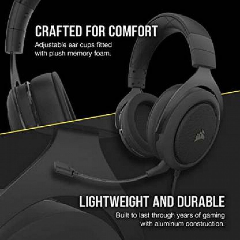 Corsair HS50 PRO Stereo Gaming Headset Lightweight Noise-Cancelling Detachable Microphone Black