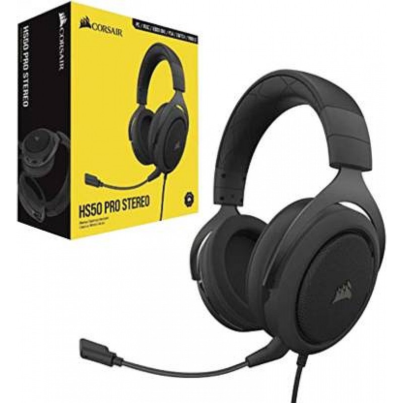 Corsair HS50 PRO Stereo Gaming Headset Lightweight Noise-Cancelling Detachable Microphone Black