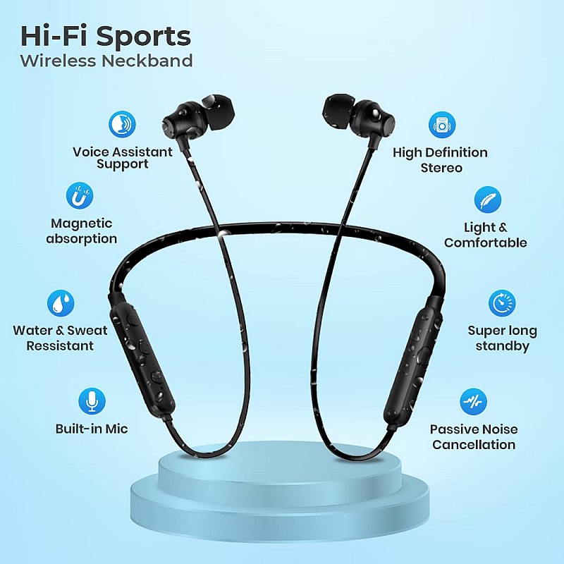 pTron Tangent Lite Bluetooth 5.0 Wireless Headphones with Hi-Fi Stereo Sound (Black)