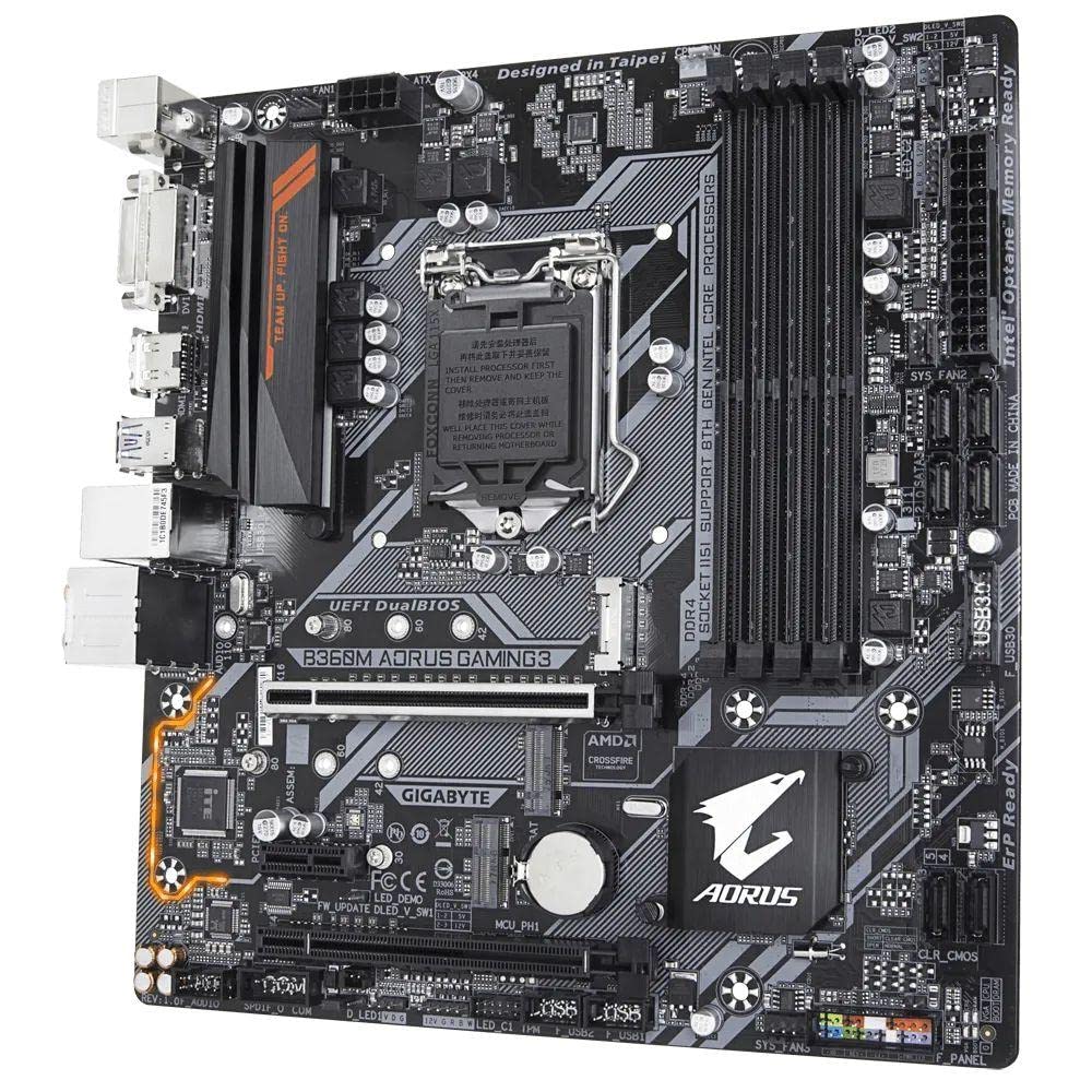 Gigabyte B360M AORUS Gaming 3 Socket 1151/H370/DDR4/S-ATA Motherboard - Black Gigabyte B360M AORUS Gaming 3 Socket 1151/H370/DDR4/S-ATA Motherboard - Black