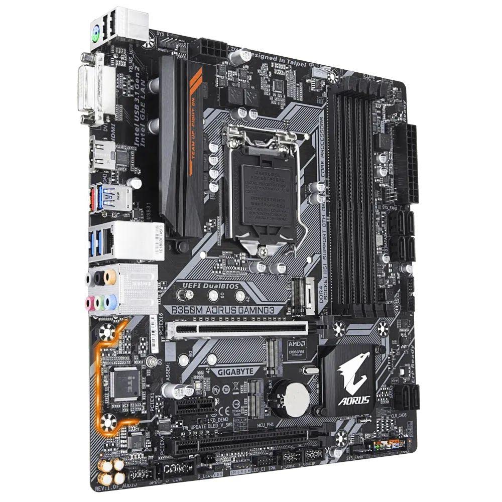 Gigabyte B360M AORUS Gaming 3 Socket 1151/H370/DDR4/S-ATA Motherboard - Black Gigabyte B360M AORUS Gaming 3 Socket 1151/H370/DDR4/S-ATA Motherboard - Black