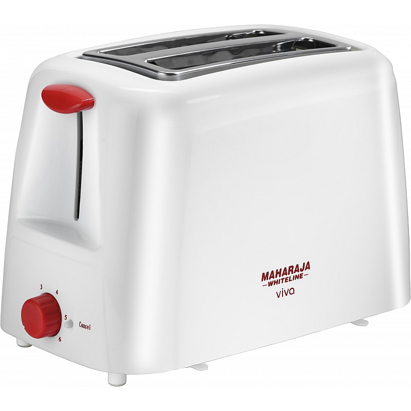 Maharaja Whiteline Viva 750-Watt Pop-up Toaster (Red and White)