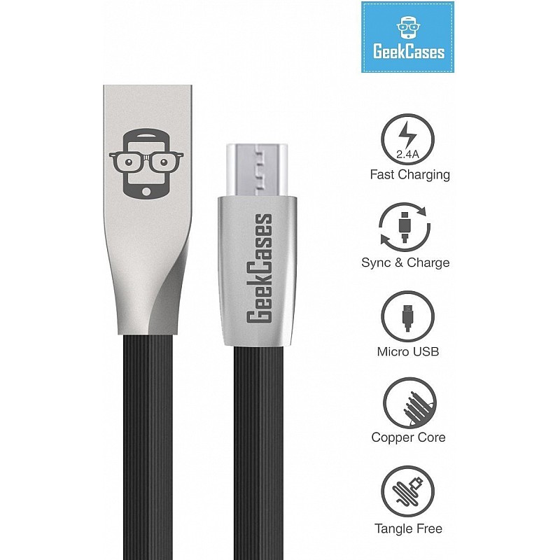 GeekCases Kirsite Rhombus Micro USB GC-CA-KR-MU-Black 3D Micro TPE USB Cable - 4 Feet (1.2 Meters) - (Black)