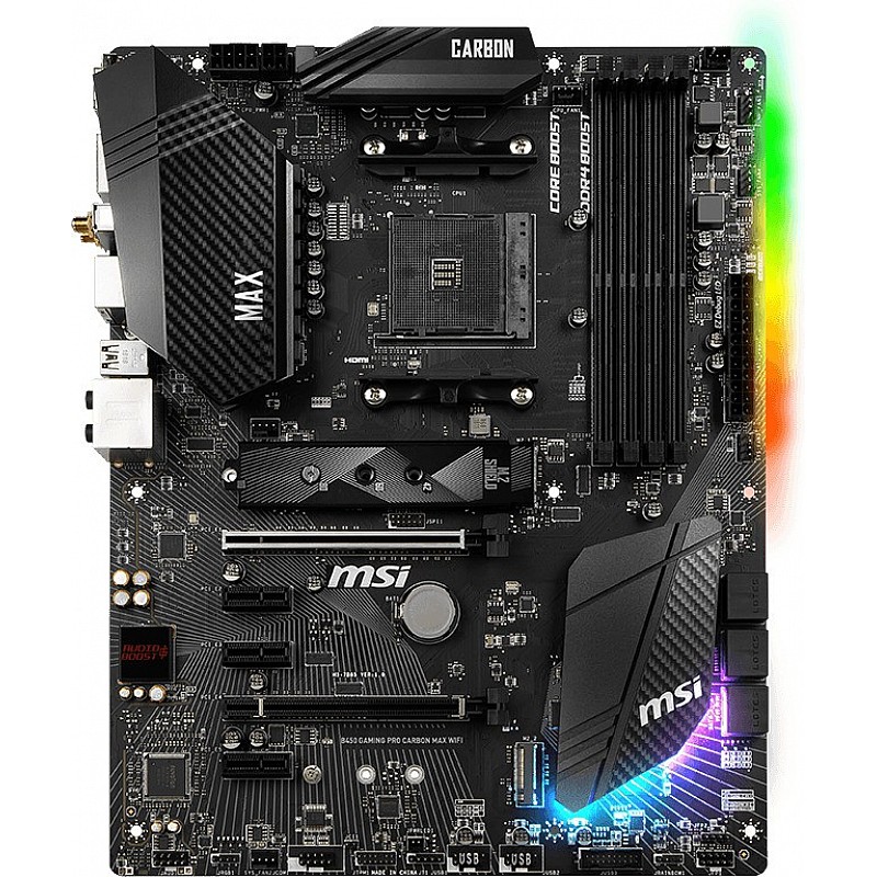 MSI Nvidia B450 Gaming PRO Carbon MAX WiFi ATX Gaming Motherboard-