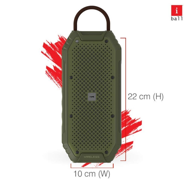 iBall Musi Rock 16 Watt Truly Wireless Bluetooth Portable Outdoor Speaker (Dark Green)