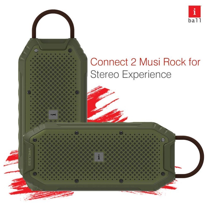 iBall Musi Rock 16 Watt Truly Wireless Bluetooth Portable Outdoor Speaker (Dark Green)