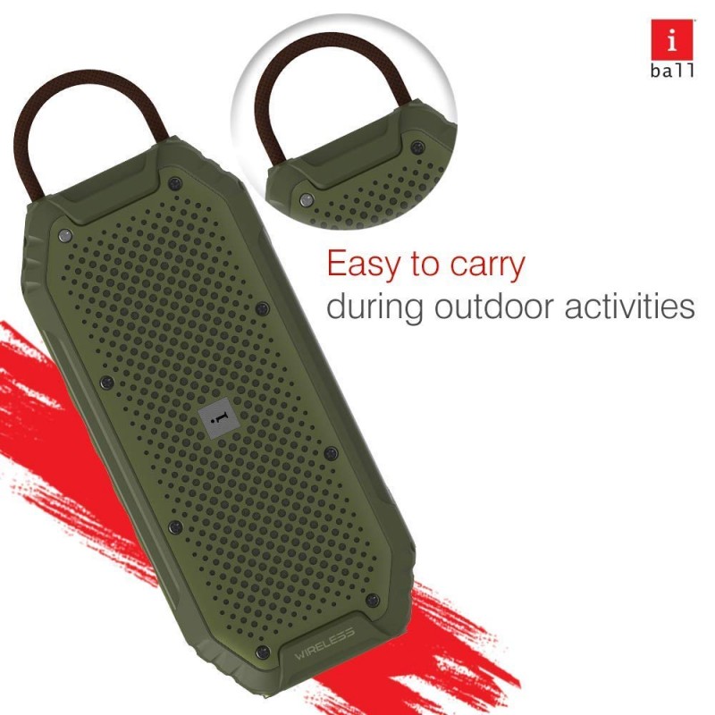 iBall Musi Rock 16 Watt Truly Wireless Bluetooth Portable Outdoor Speaker (Dark Green)