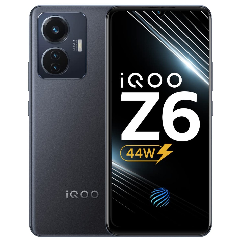 iQOO Z6 44W by vivo (Raven Black, 6GB RAM, 128GB Storage) refurbished
