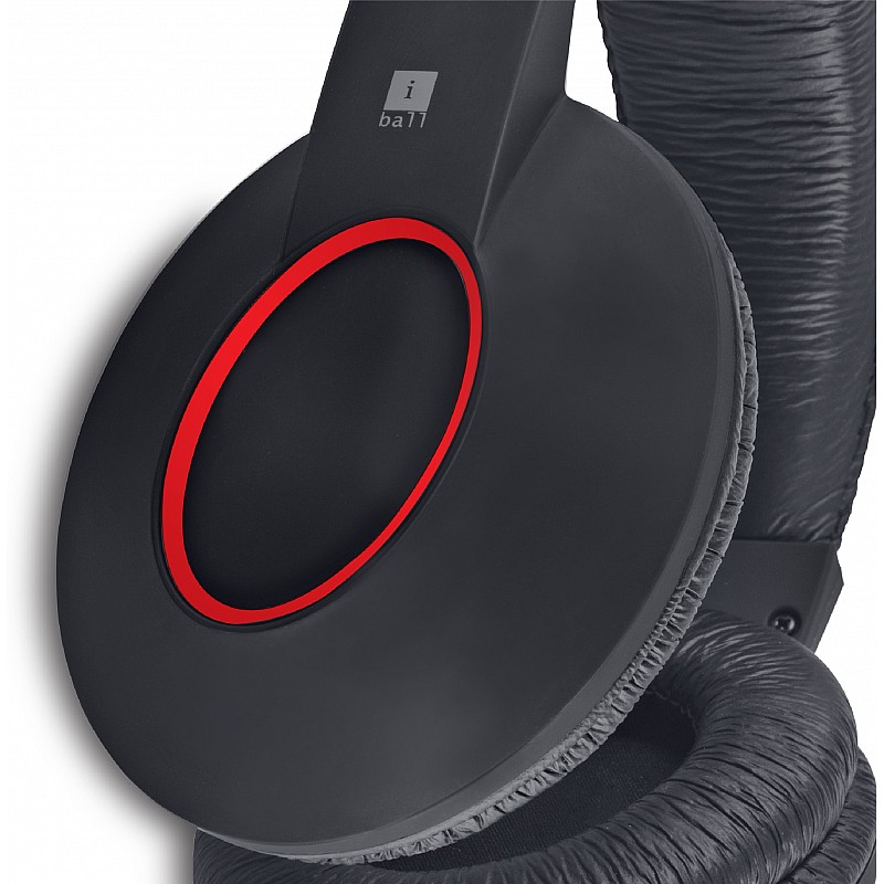 iBall EarWear Rock, Pitch Perfect Sound, Over-Ear Wired Headphones with Mic, Black & Red